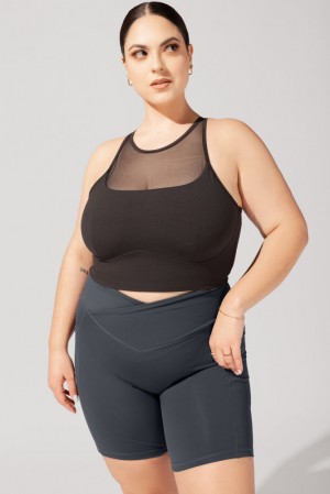 POPFLEX Celeste Mesh Crop Bralette Black | 082-MZFAUN