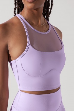 POPFLEX Celeste Mesh Crop Bralette Digital Lavender | 435-BWQHAN