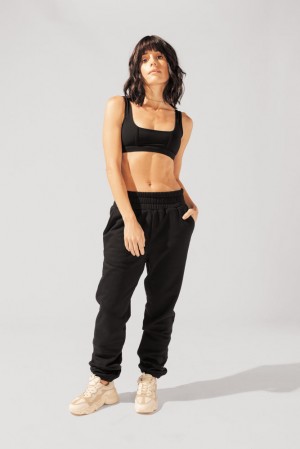 POPFLEX Cloud Rollover Sweatpant Black | 452-VYMBCL