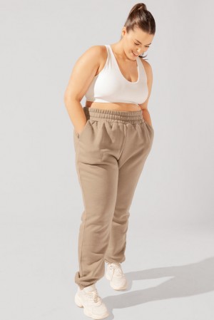 POPFLEX Cloud Rollover Sweatpant Milk Tea | 871-NQPAWL