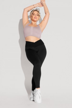 POPFLEX Crisscross Hourglass® Seamless Legging Black | 983-MWUEGC