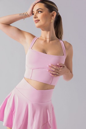 POPFLEX Daphne Corset Crop Top Bubblegum | 648-JAKYXQ