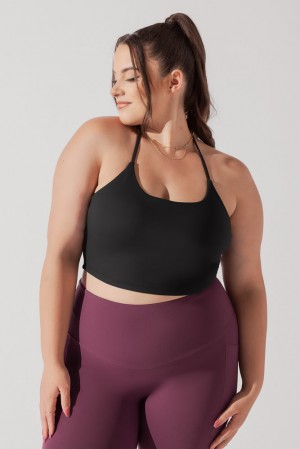 POPFLEX Flexy Crop Top Black | 893-YJLPHQ