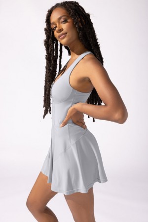 POPFLEX Matchpoint Workout Dress with Zipper Blue Stone | 892-YZPAQG