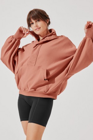 POPFLEX Ooey Gooey Half Zip Sweater Canyon Clay | 519-HYDOQB