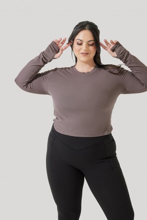 POPFLEX Refine Long Sleeve Top Woodland Taupe | 091-XBTWIV