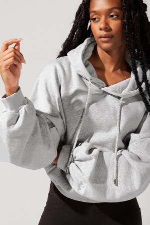 POPFLEX Shimmer Pullover Cloud Hoodie Heather Grey | 394-UXECVP