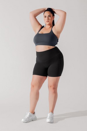 POPFLEX Supersculpt™ Midi Short with Pockets (Soft Touch) Black | 651-UHJFNK