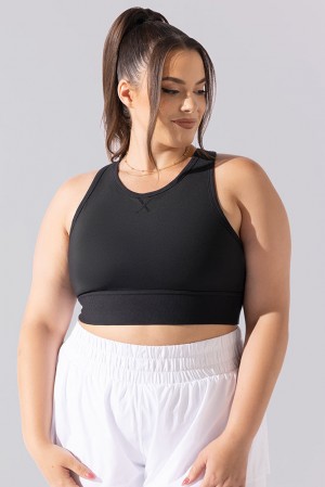 POPFLEX Sweat Sesh Crop Top Black | 469-GNKQZV