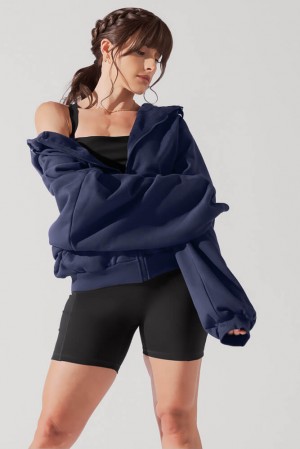 POPFLEX Zip Cloud Hoodie Academic Navy | 390-ZBHXEV