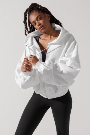 POPFLEX Zip Cloud Hoodie White | 463-BKTMNC