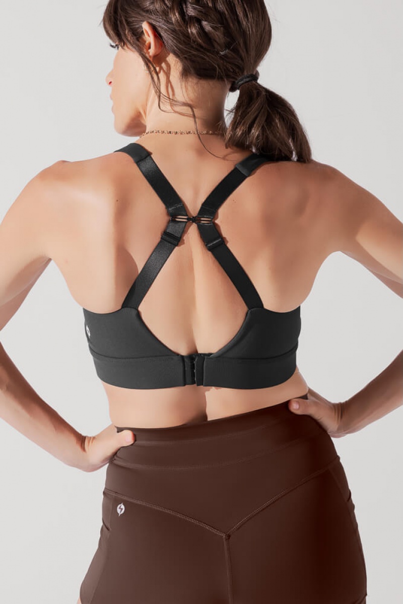 POPFLEX Adventure Scoop Bra (Ribbed) Charcoal | 139-LVNFJY