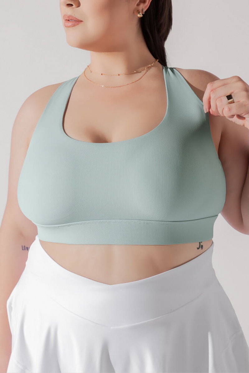 POPFLEX Adventure Scoop Bra (Ribbed) Seafoam | 214-QYIARX