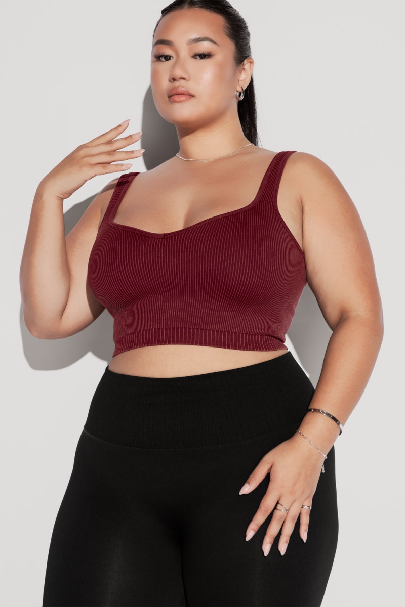 POPFLEX Be My Sweetheart Seamless Crop Top Garnet | 615-JBXKPC