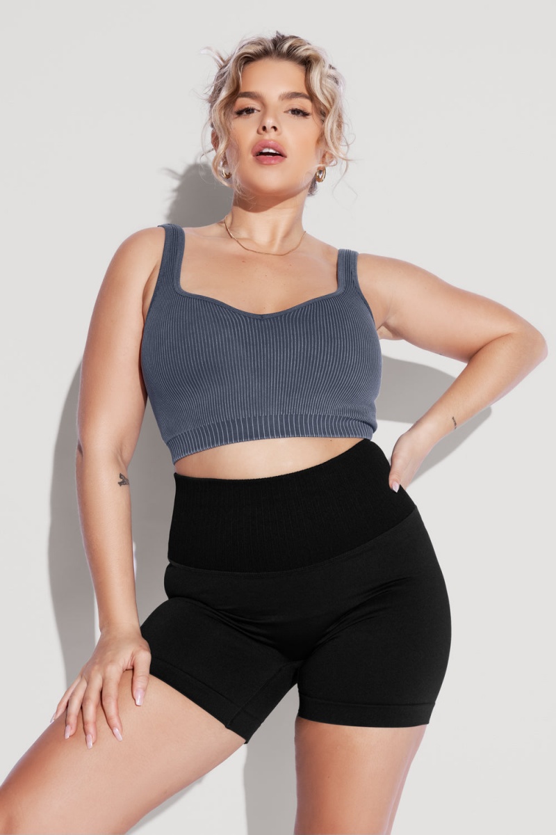 POPFLEX Be My Sweetheart Seamless Crop Top Vintage Indigo | 284-MQYCLR