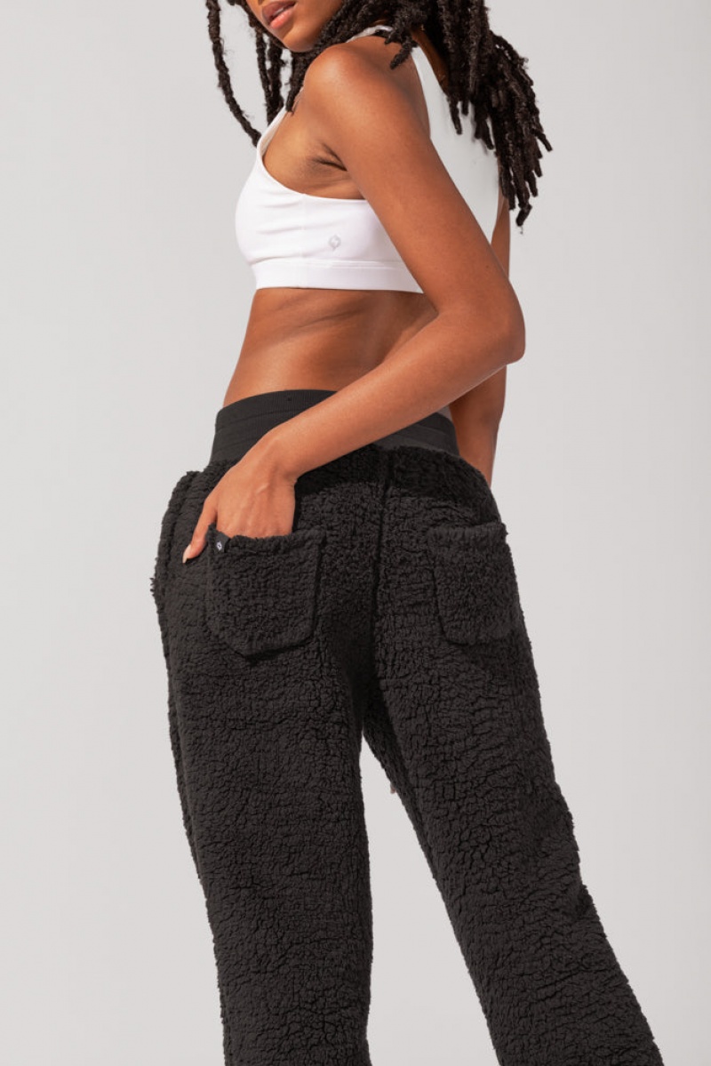 POPFLEX Blanket Pants in Faux Sherpa Black | 465-YREIXF