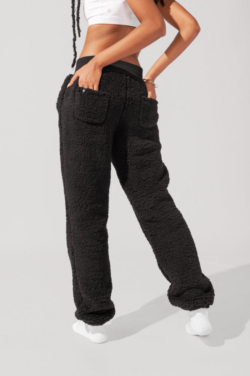 POPFLEX Blanket Pants in Faux Sherpa Black | 465-YREIXF