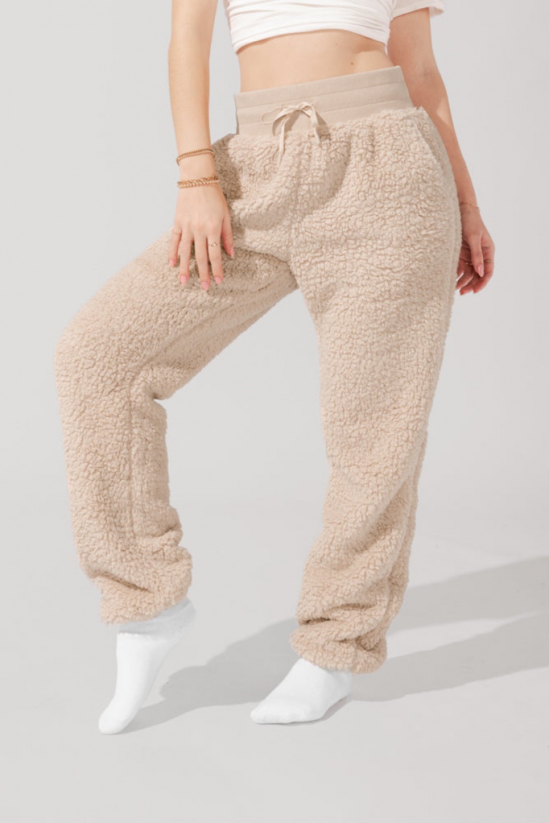 POPFLEX Blanket Pants in Faux Sherpa Taupe | 312-JFUWVD