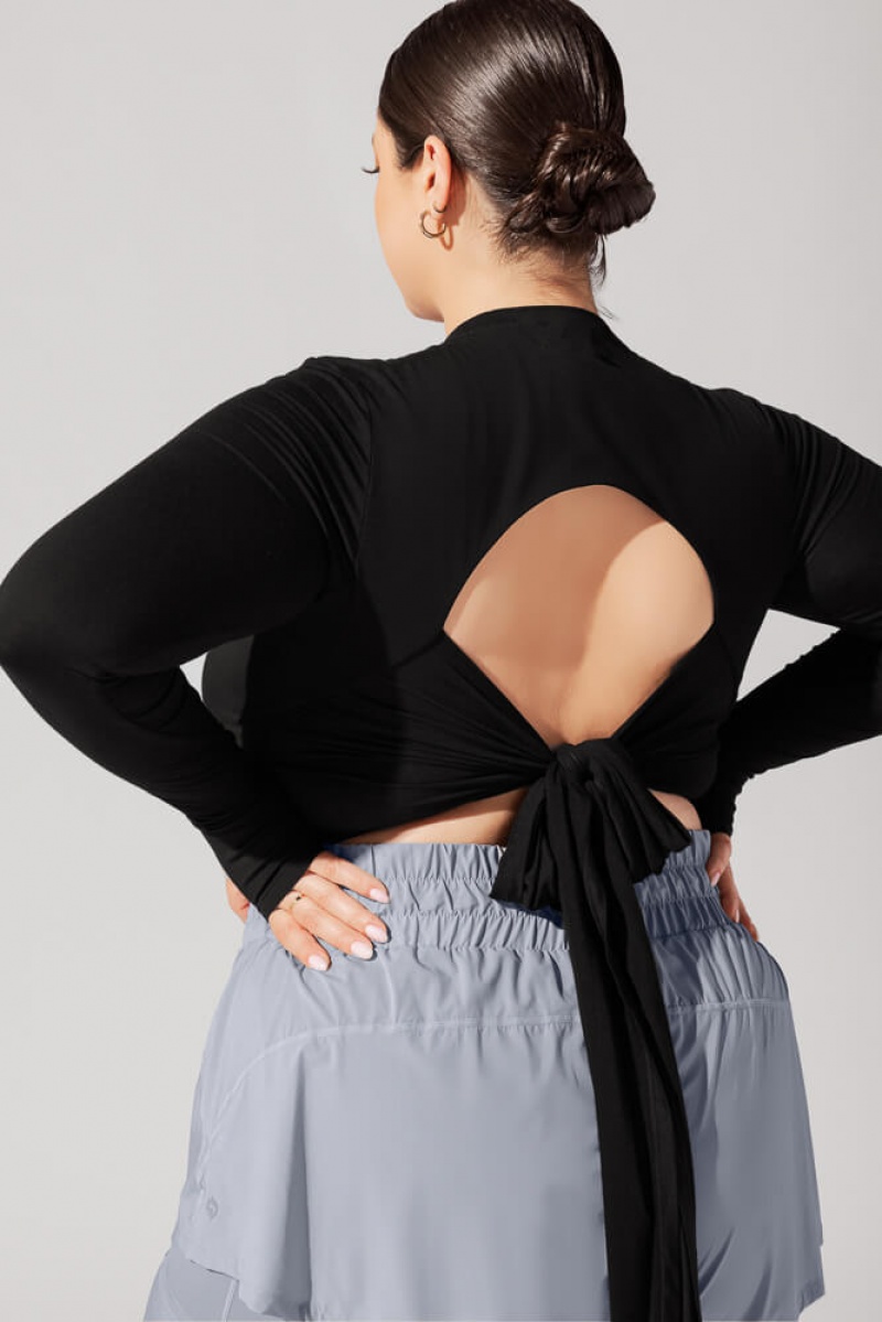 POPFLEX Bow Back Long Sleeve Black | 923-UHENMO