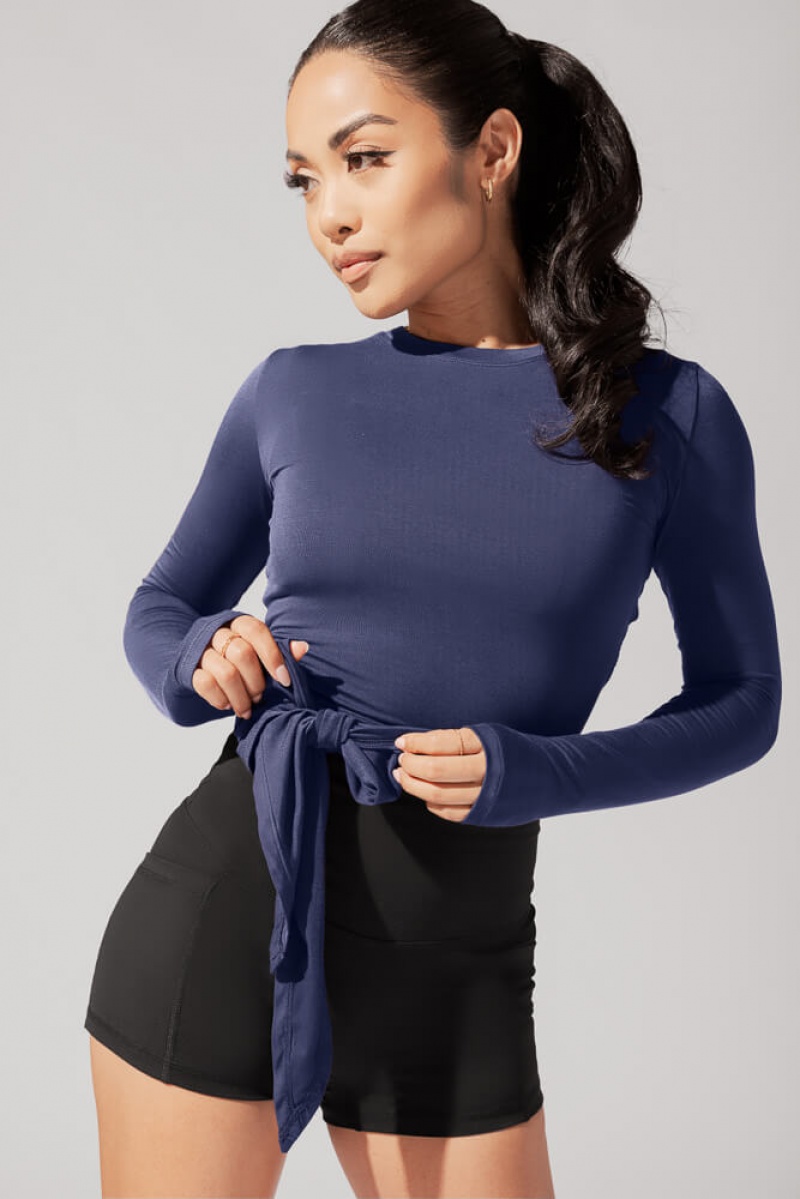 POPFLEX Bow Back Long Sleeve Dark Navy | 849-HLOFMX