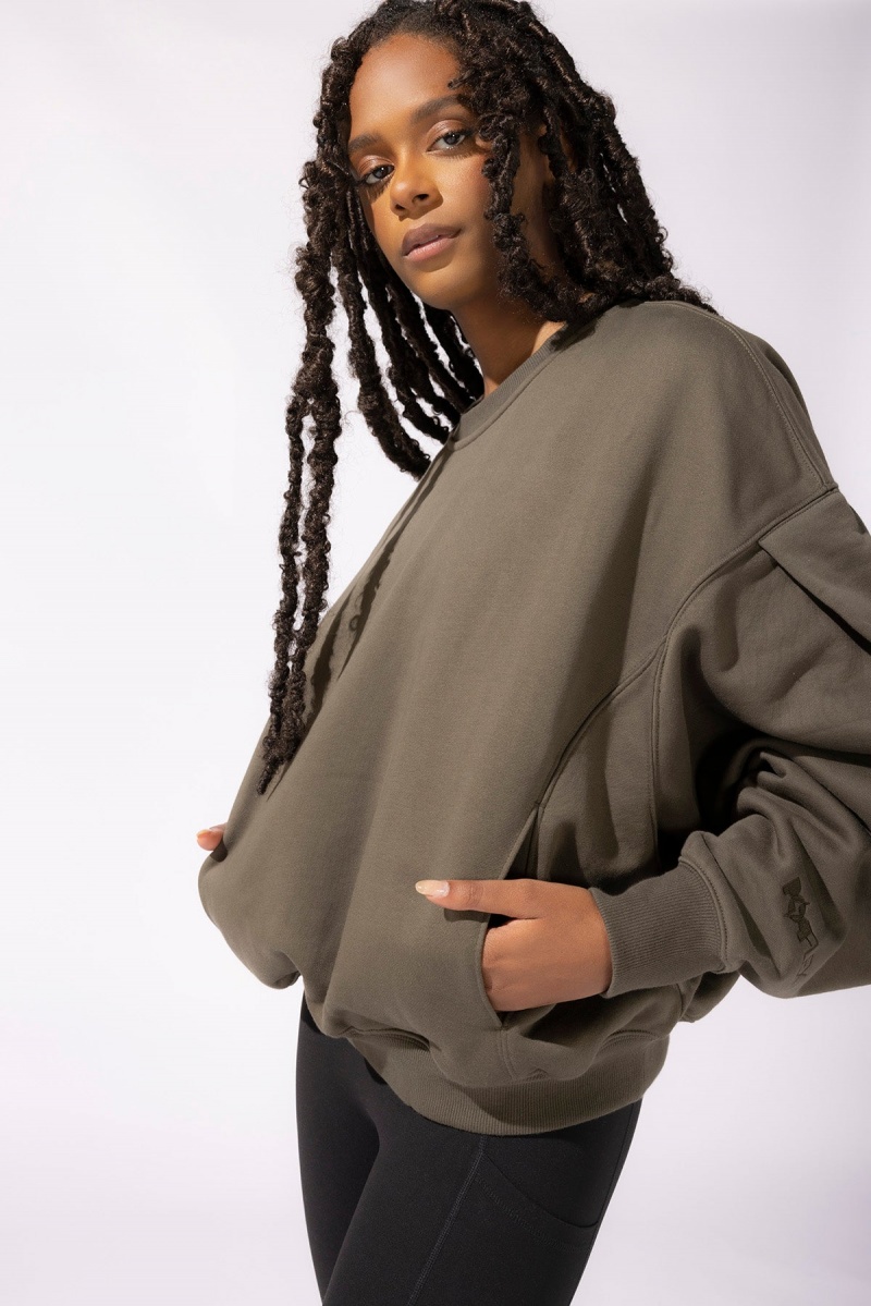 POPFLEX Brunch Sweater Burnt Olive | 874-ODPSHA