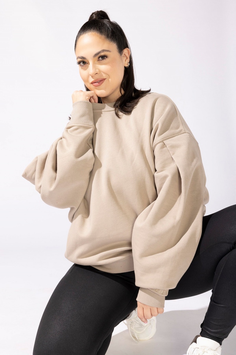 POPFLEX Brunch Sweater Warm Taupe | 967-RWVKQT