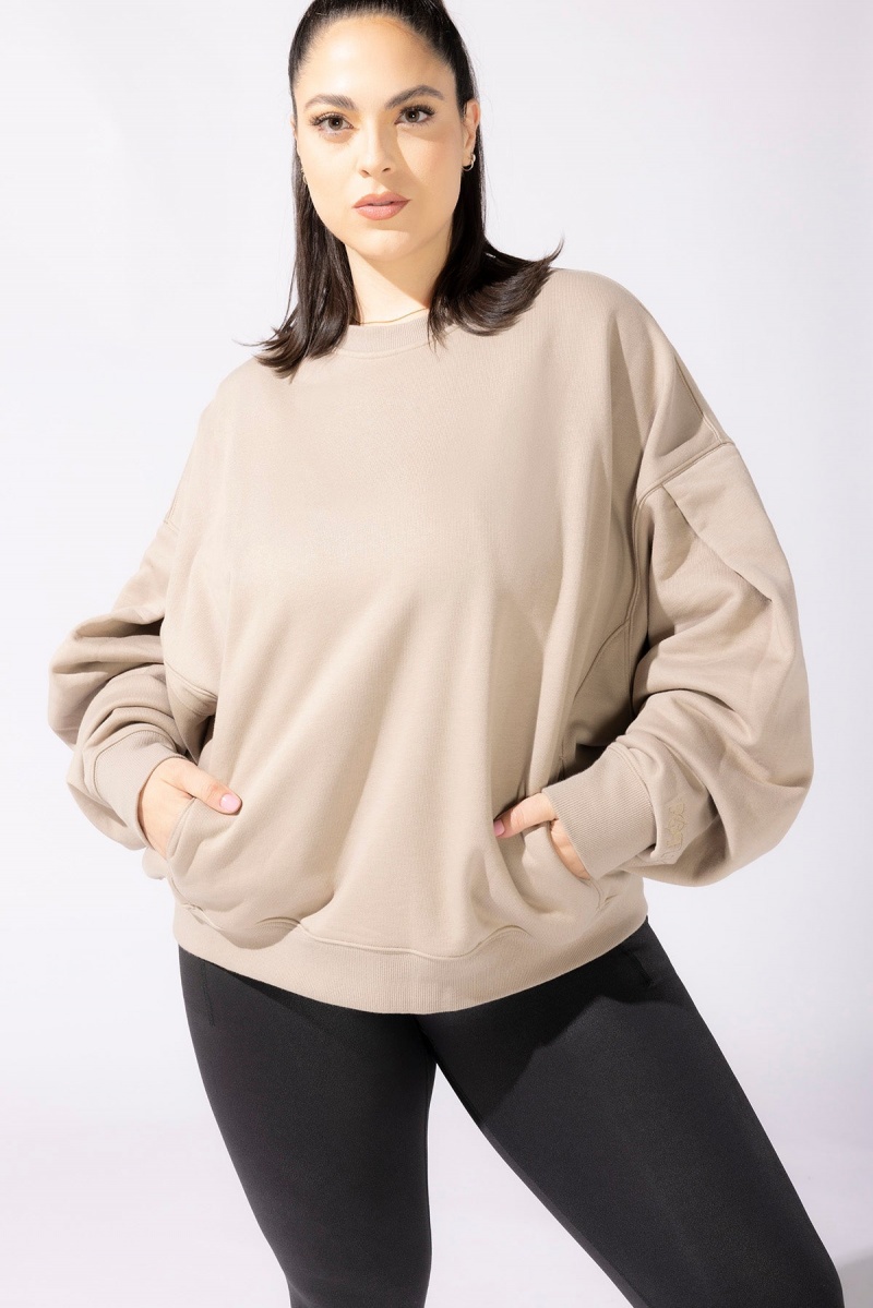 POPFLEX Brunch Sweater Warm Taupe | 967-RWVKQT