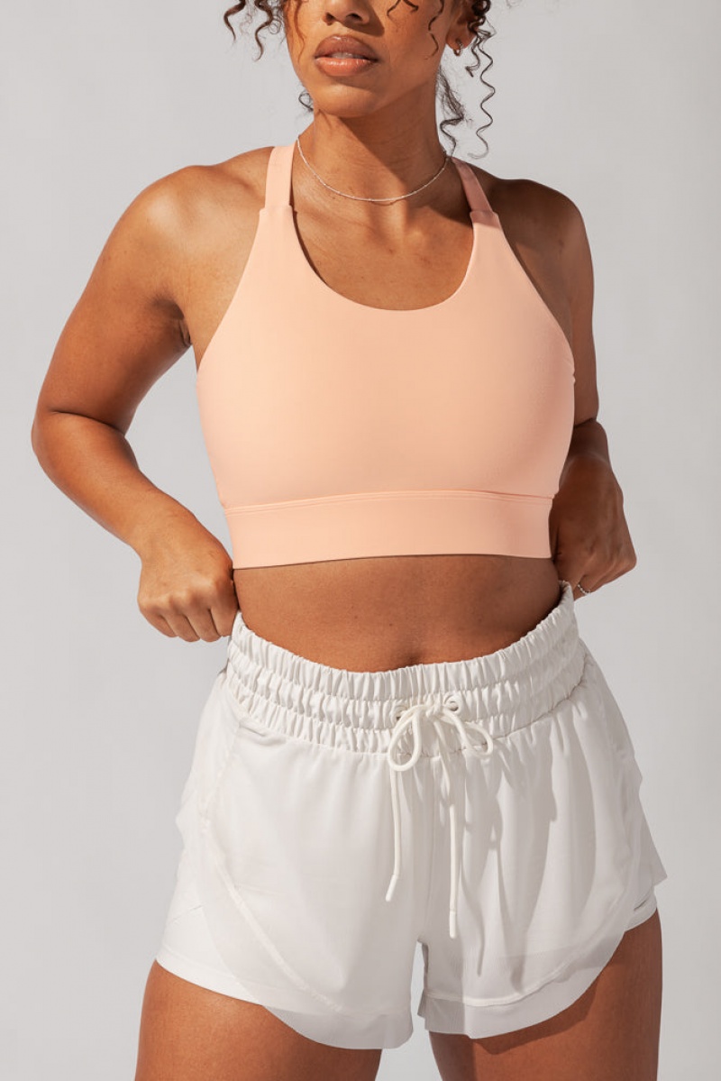 POPFLEX Cadence High Waist Mesh Run Short with Pockets Coconut Cream | 170-UQNVTF