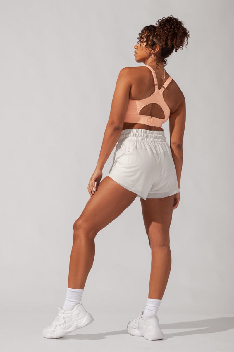 POPFLEX Cadence High Waist Mesh Run Short with Pockets Coconut Cream | 170-UQNVTF