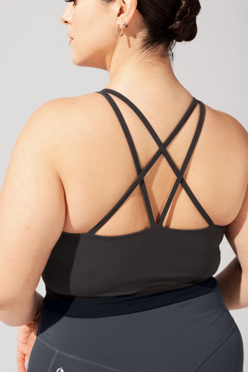 POPFLEX Celeste Mesh Crop Bralette Black | 082-MZFAUN