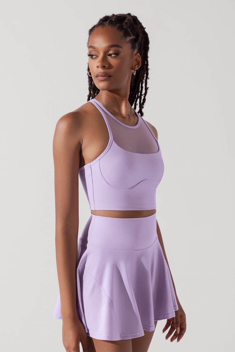 POPFLEX Celeste Mesh Crop Bralette Digital Lavender | 435-BWQHAN