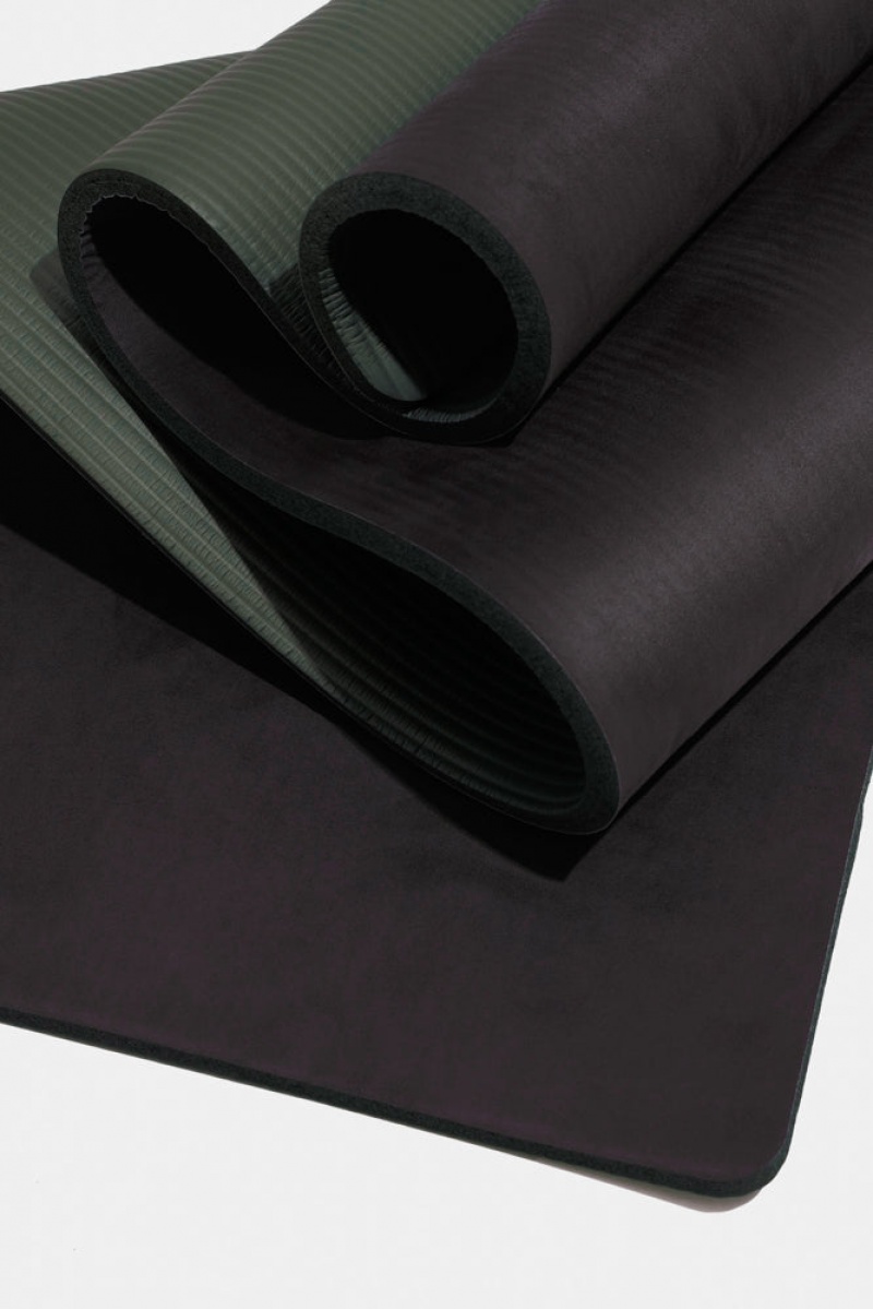 POPFLEX CloudCushion Vegan Suede Yoga Mat Black 0.5” Thick | 923-FALXVR