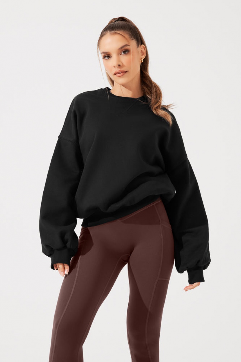 POPFLEX Cloud Crewneck Sweater Black | 085-JMCROQ