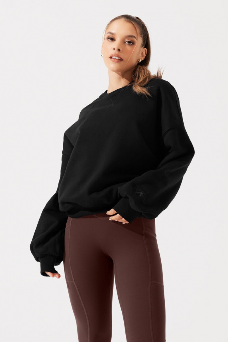 POPFLEX Cloud Crewneck Sweater Black | 085-JMCROQ