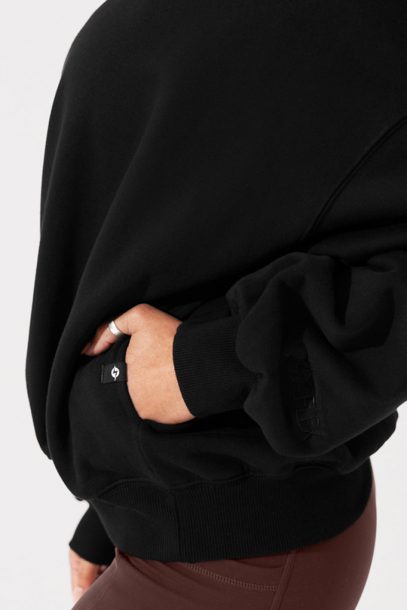 POPFLEX Cloud Crewneck Sweater Black | 085-JMCROQ