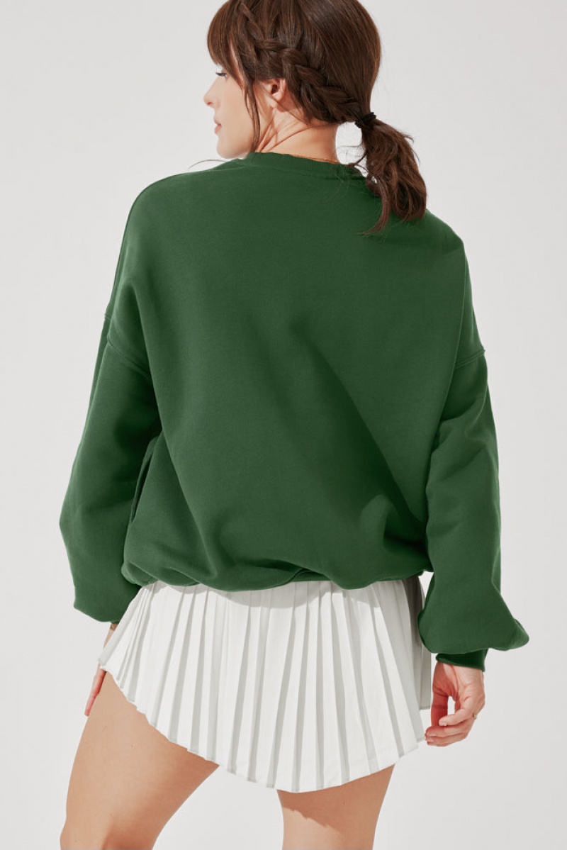 POPFLEX Cloud Crewneck Sweater Fern Green | 073-UTKPXF