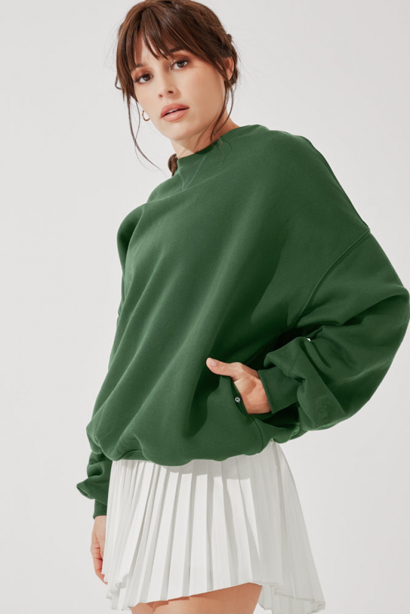 POPFLEX Cloud Crewneck Sweater Fern Green | 073-UTKPXF