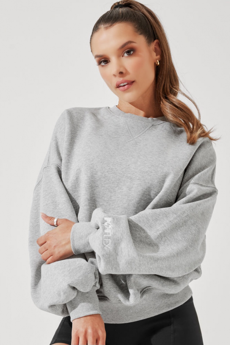 POPFLEX Cloud Crewneck Sweater Heather Grey | 852-VRJFCD