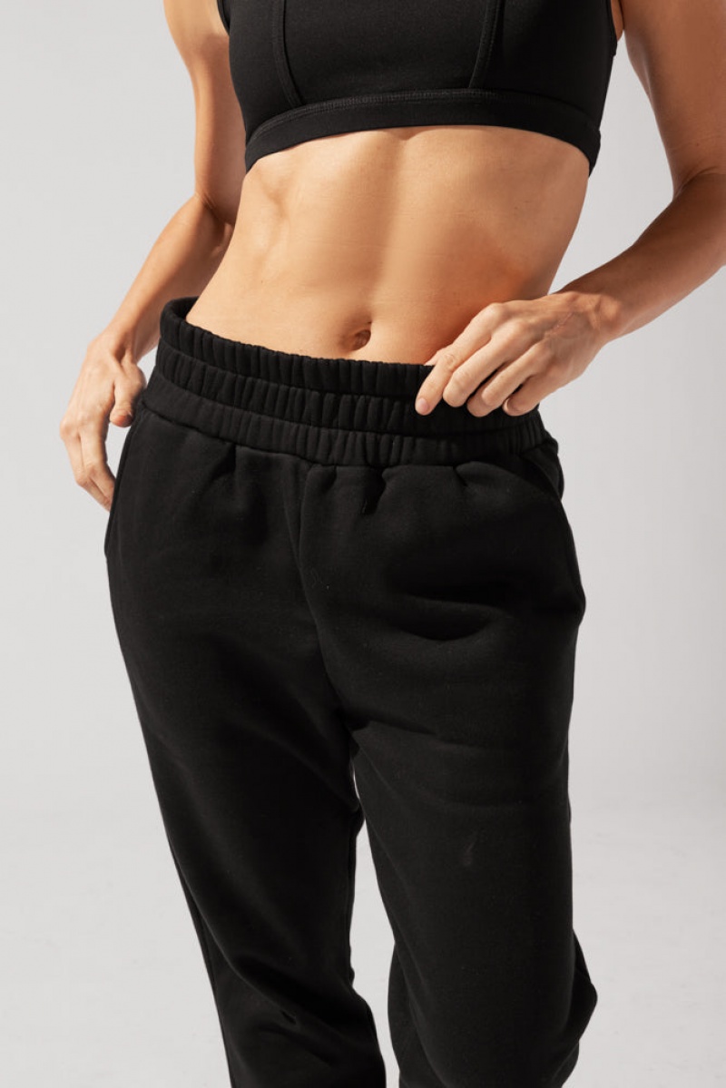 POPFLEX Cloud Rollover Sweatpant Black | 452-VYMBCL