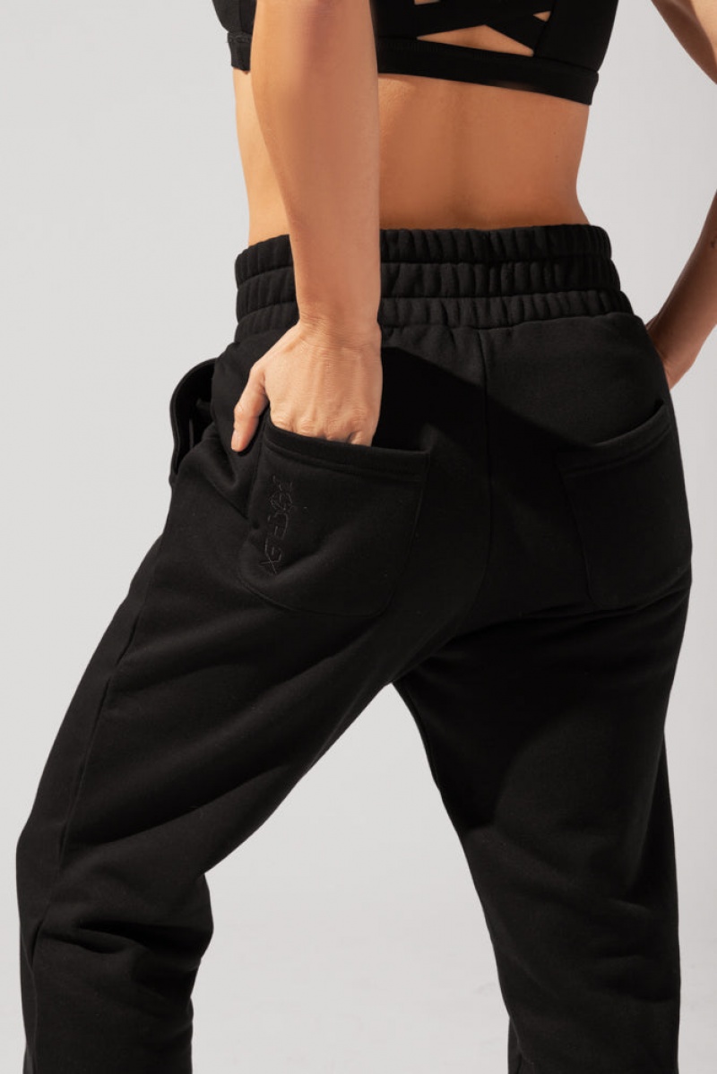 POPFLEX Cloud Rollover Sweatpant Black | 452-VYMBCL