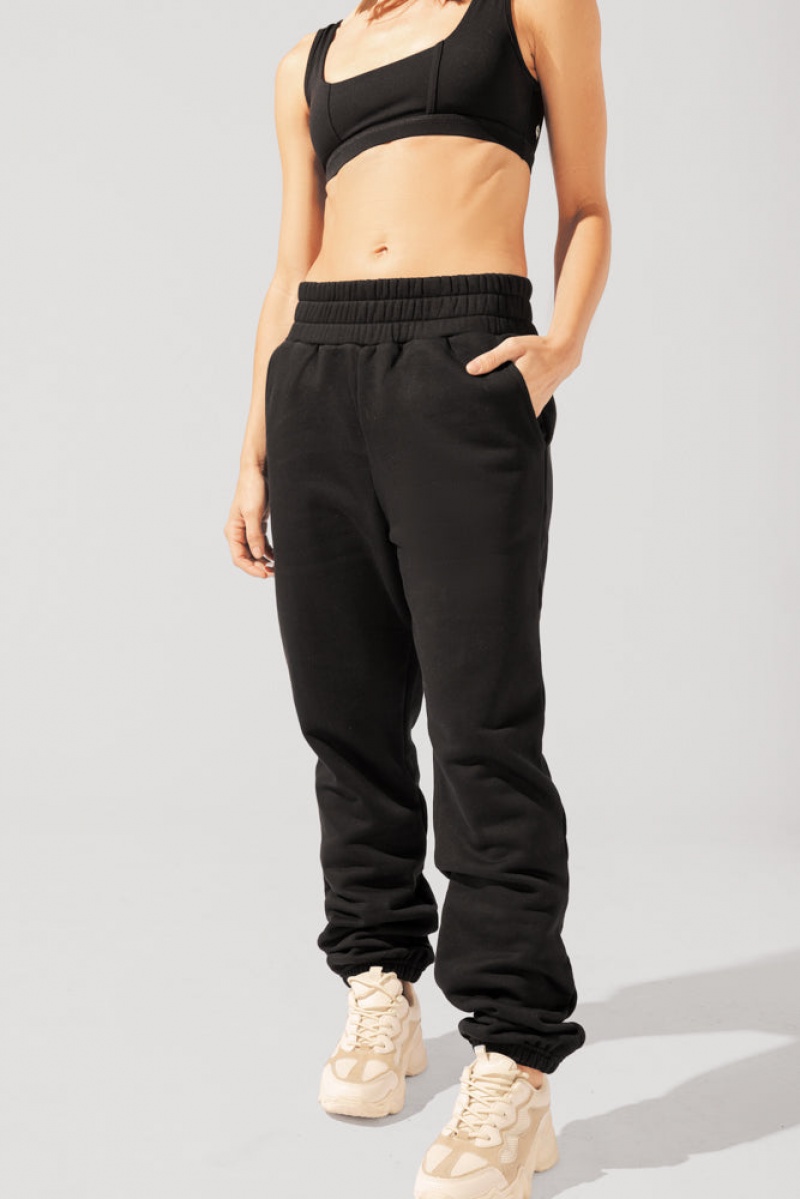 POPFLEX Cloud Rollover Sweatpant Black | 452-VYMBCL