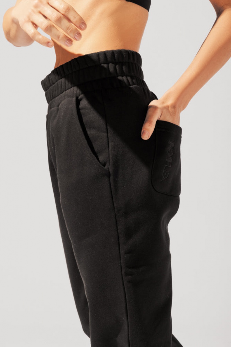 POPFLEX Cloud Rollover Sweatpant Black | 452-VYMBCL