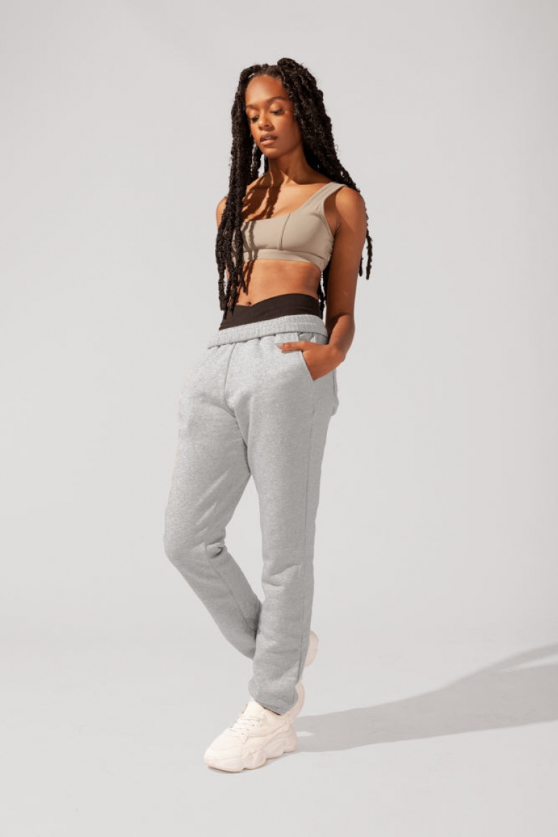 POPFLEX Cloud Rollover Sweatpant Heather Grey | 683-CRGUOP