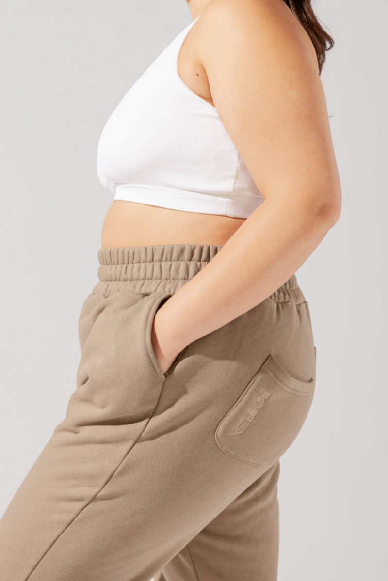 POPFLEX Cloud Rollover Sweatpant Milk Tea | 871-NQPAWL