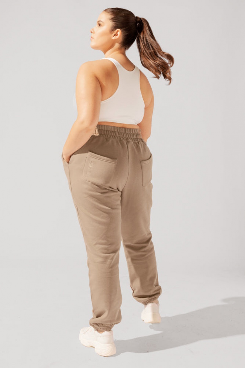 POPFLEX Cloud Rollover Sweatpant Milk Tea | 871-NQPAWL