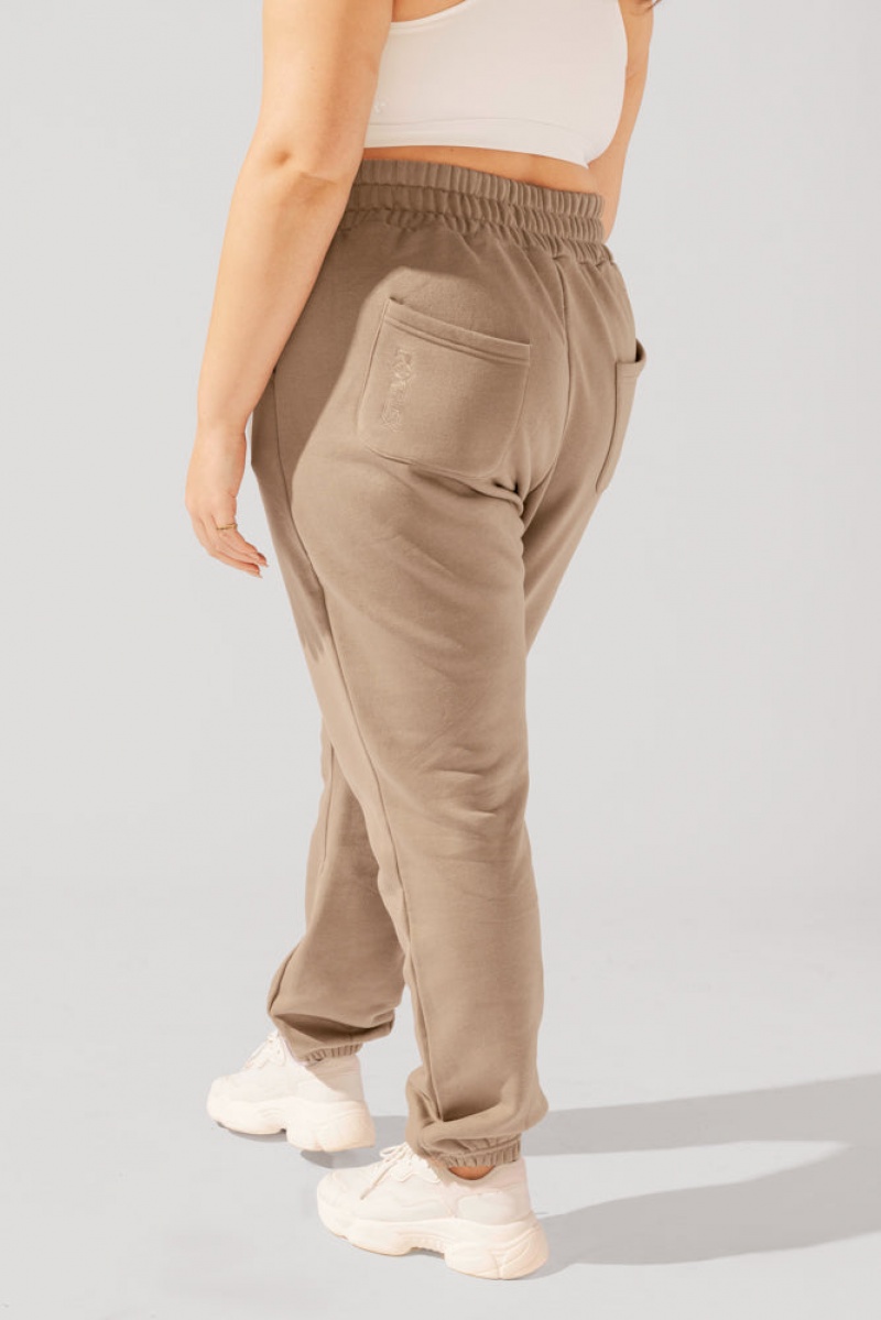 POPFLEX Cloud Rollover Sweatpant Milk Tea | 871-NQPAWL