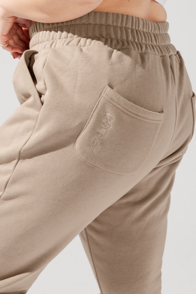 POPFLEX Cloud Rollover Sweatpant Milk Tea | 871-NQPAWL