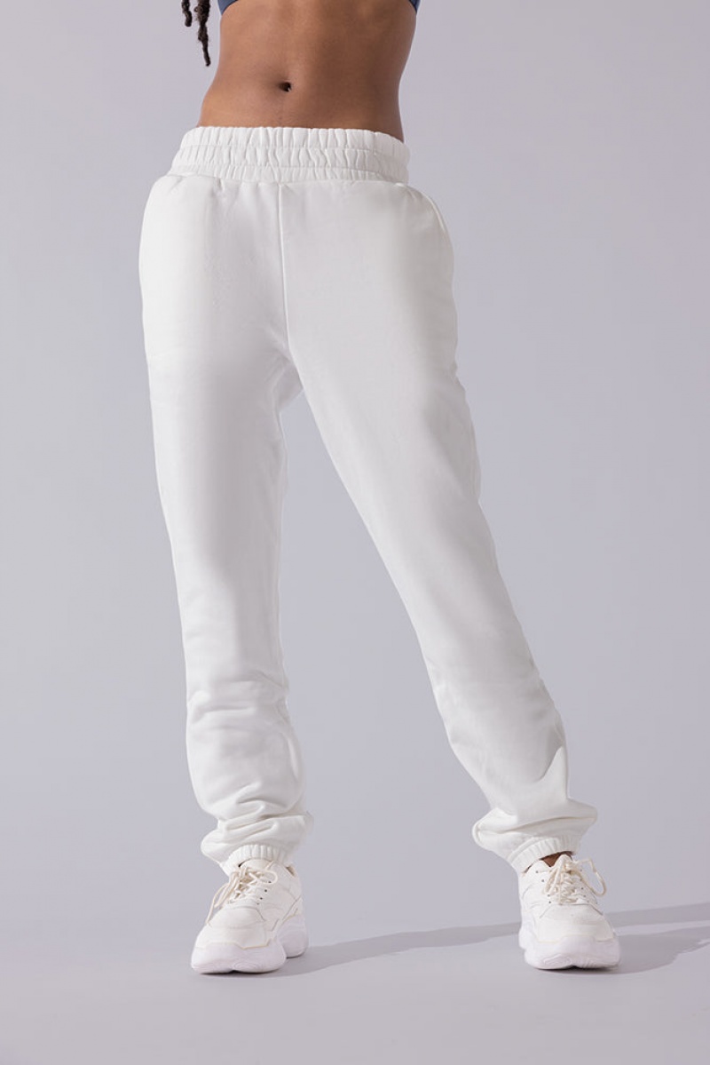 POPFLEX Cloud Rollover Sweatpant White | 185-MWUBAS