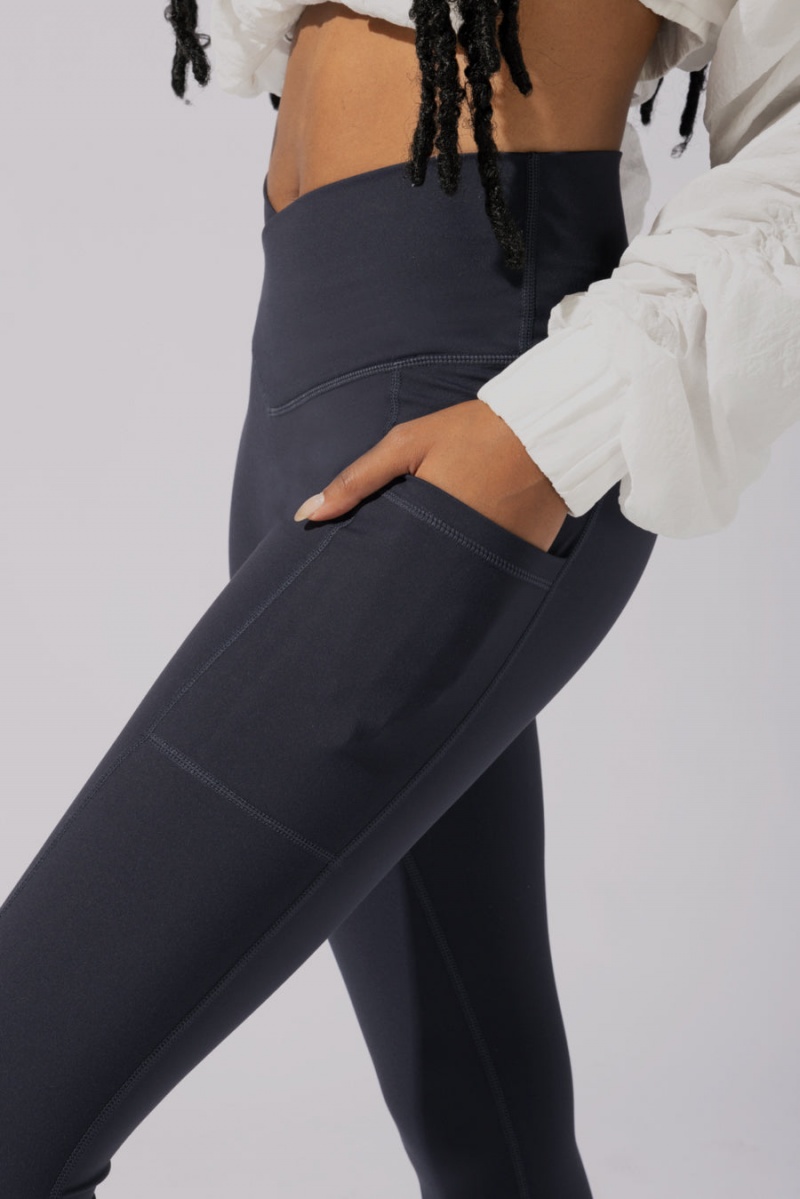 POPFLEX Crisscross Hourglass® Leggings with Pockets (Soft Touch) Smoky Navy | 842-LPGYVX