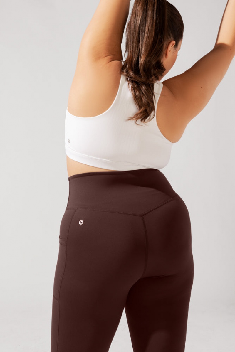 POPFLEX Crisscross Hourglass® Leggings with Pockets (Soft Touch) French Roast | 072-RAWZPO